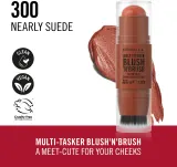 Rimmel Multi-Tasker Blush'N'brush - Румяна для щек в стике с кисточкой, 8 г, оттенок 300 Nearly Suede — фото 2