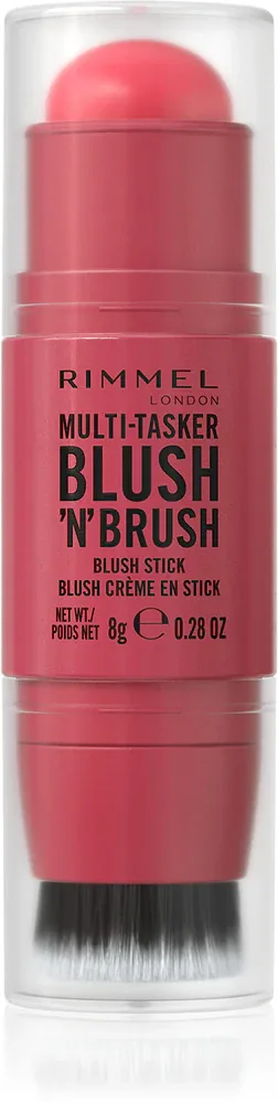 Rimmel Multi-Tasker Blush'N'brush - Румяна для щек в стике с кисточкой, 8 г, оттенок 150 Cherry On Point