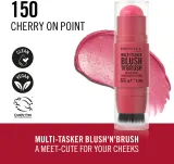Rimmel Multi-Tasker Blush'N'brush - Румяна для щек в стике с кисточкой, 8 г, оттенок 150 Cherry On Point — фото 2