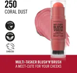 Rimmel Multi-Tasker Blush'N'brush - Румяна для щек в стике с кисточкой, 8 г, оттенок 250 Coral Dust — фото 2