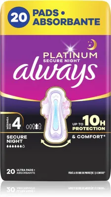 Always Platinum Secure Night Size 4 - Ночные прокладки, 30 шт, 20 шт