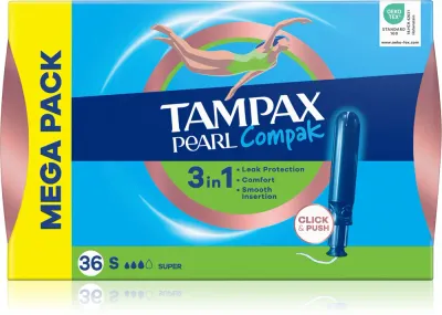 Тампоны с аппликатором Tampax Pearl Compak Super для среднего и обильного выделений, 36 шт