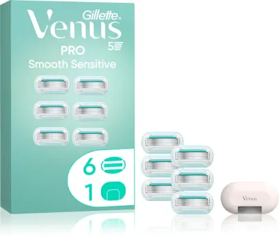 Gillette Venus PRO Smooth Sensitive - Запасные лезвия + защитный колпачок, 10 шт, 6 шт
