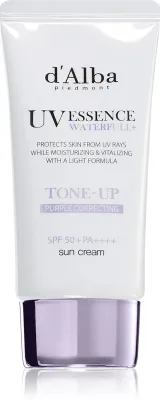 d'Alba Waterfull Purple Correcting Tone-Up Sun Cream - Тонизирующий крем для загара для осветления и увлажнения SPF 50+, 50 мл