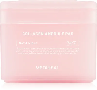 MEDIHEAL Collagen Ampoule Pad - Тонизирующие влажные патчи для лица для увлажнения и упругости кожи, 100 шт