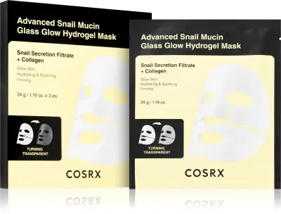 Cosrx Advanced Snail Mucin Glass Glow Hydrogel Mask - Ревитализирующая гидрогелевая маска с экстрактом улиточного слизи для выравнивания тона кожи, 3 шт