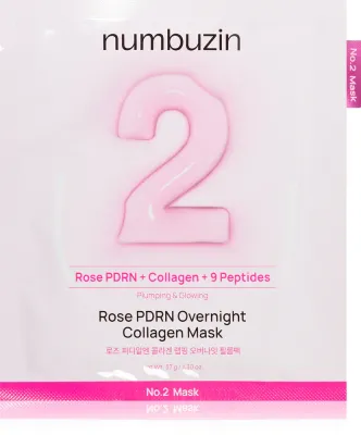 Ночная маска для лица Numbuzin No. 2 Rose PDRN OverNight Collagen Mask с коллагеном, 4 шт