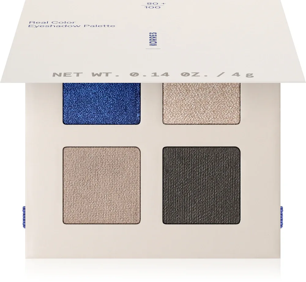 Korres Real Color Natural Palette - Палетка теней для век, 4 г, оттенок 02 Smokey Sea