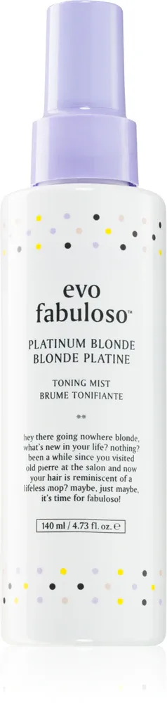 EVO Fabuloso Platinum Blonde Ton Mist - Спрей для волос, нейтрализующий желтоватые оттенки, 140 мл