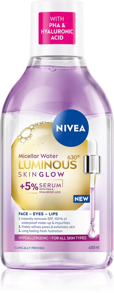 NIVEA Luminous Skin Glow - Очищающий мицеллярный лосьон с эффектом сияния, 400 мл