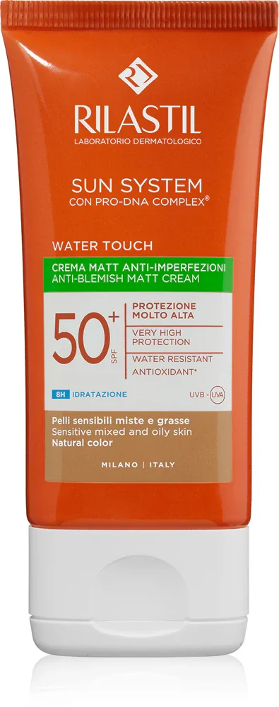 Rilastil Sun System Water Touch - Очищающий тонизирующий крем для лица для жирной и комбинированной кожи SPF 50+, 50 мл