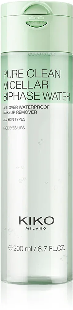 KIKO Milano Pure Clean Micellar Biphase Water - Двухфазный мицеллярный лосьон для лица и области вокруг глаз, 200 мл