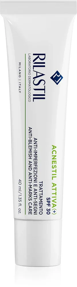 Крем для лица Rilastil Acnestil Attiva (+) с SPF, для проблемной жирной кожи, 40 мл SPF 30