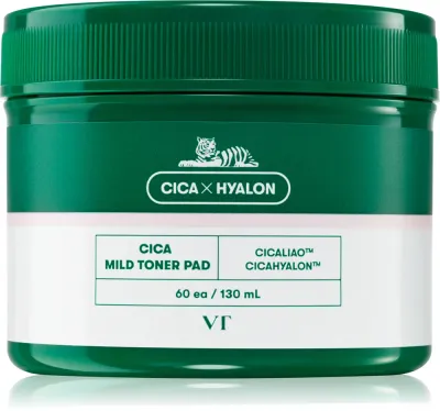 VT Cosmetics Cica Mild Toner Pad - Очищающие смягчающие пластыри для лица, 60 шт