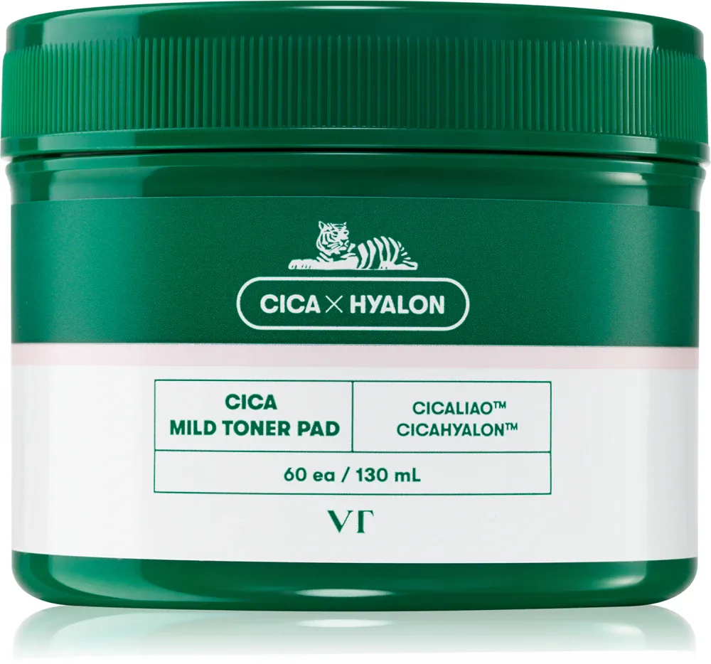 VT Cosmetics Cica Mild Toner Pad - Очищающие смягчающие пластыри для лица, 60 шт
