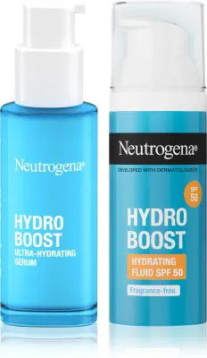 Набор для лица Neutrogena Hydro Boost Morning Routine, увлажняющая сыворотка и флюид SPF 50, 30 мл + 50 мл