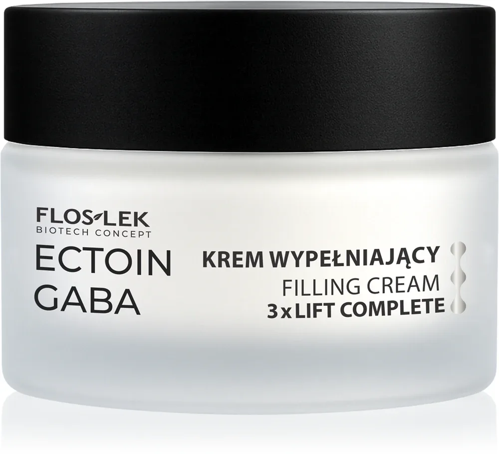 Крем для лица FlosLek Laboratorium Ectoin Gaba Filling Face Cream 3xLift Complete с эктоином и гиалуроновой кислотой, питательный, 50 мл