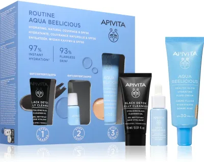 Набор для ухода за лицом Apivita Aqua Beelicious Hydrating Natural Coverage Routine Set увлажняющий, подарочный