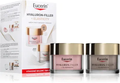 Набор для ухода за лицом Eucerin Hyaluron-Filler + Elasticity Rose дневной уход SPF 30 и ночной крем, 2 × 50 мл