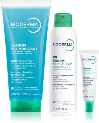 Набор для проблемной кожи Bioderma Sebium Acne Care Set, гель, крем-гель и спрей для тела, 1 шт