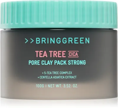 Маска для лица BRINGGREEN Tea Tree Cica Pore Clay Pack Strong глиняная, очищающая поры, 100 г