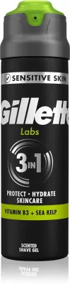 Пена-гель для бритья Gillette Labs 3 в 1, с ниацинамидом, для чувствительной кожи, 198 мл