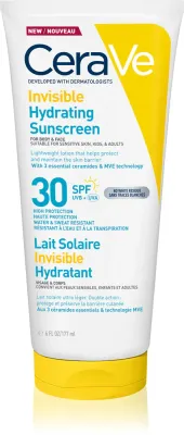 Молочко солнцезащитное CeraVe Invisible Hydrating Sunscreen SPF 30 для лица и тела, увлажняющее, SPF 30 177 мл