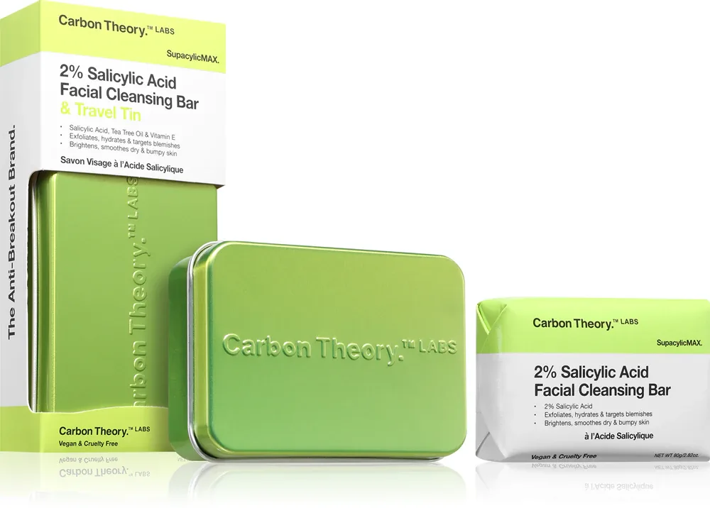 Мыло для умывания Carbon Theory Supacylic Max Facial Cleansing Bar с салициловой кислотой, для проблемной кожи, 80 г