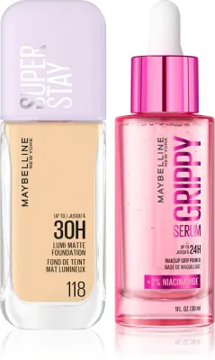 Набор для макияжа MAYBELLINE NEW YORK Make-Up Set база и тональный флюид, среднее-плотное покрытие, 2 предмета, 2 шт