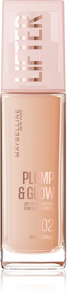 MAYBELLINE NEW YORK Lifter Plump & Glow - Тональное средство Maybelline Lifter Plump Glow флюид, среднее покрытие, 30 мл, 30 мл, оттенок 102