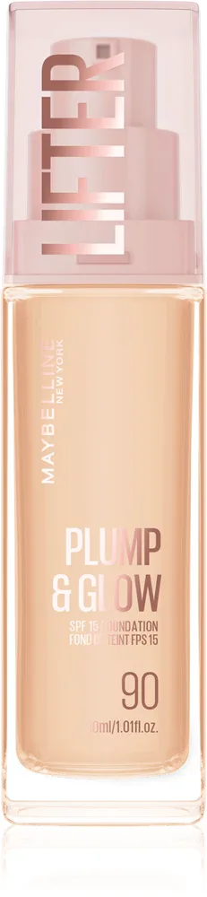 MAYBELLINE NEW YORK Lifter Plump & Glow - Тональное средство Maybelline Lifter Plump Glow флюид, среднее покрытие, 30 мл, 30 мл, оттенок 90