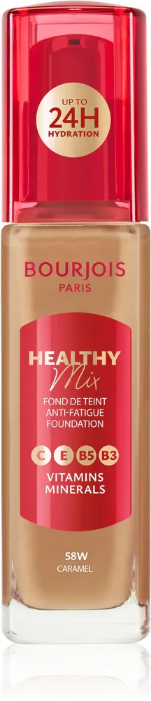 Тональный флюид Bourjois Healthy Mix увлажняющий, среднего покрытия, 30 мл, оттенок 58W Caramel