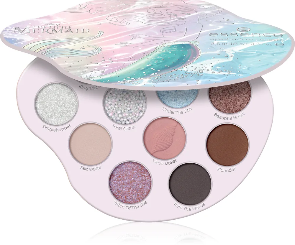 Палетка теней для век essence Disney The Little Mermaid матовые и мерцающие оттенки, с зеркальцем, 8,8 г, оттенок 02 Mermaids Have More Fun