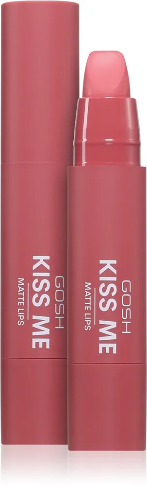 Помада для губ GOSH COPENHAGEN Kiss Me Matte Lips матовая, стойкая, с кремовой текстурой, 3 г, оттенок 001 Hot Kiss 3 г (GSH02202)