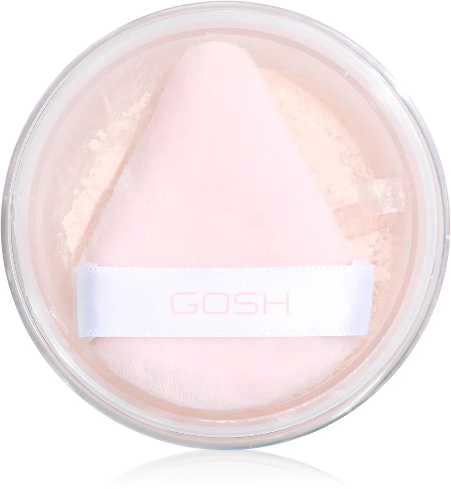 Пудра для лица GOSH COPENHAGEN Bake N Set фиксирующая, прозрачная, со спонжем, 15 г, оттенок 001 Soft Pink