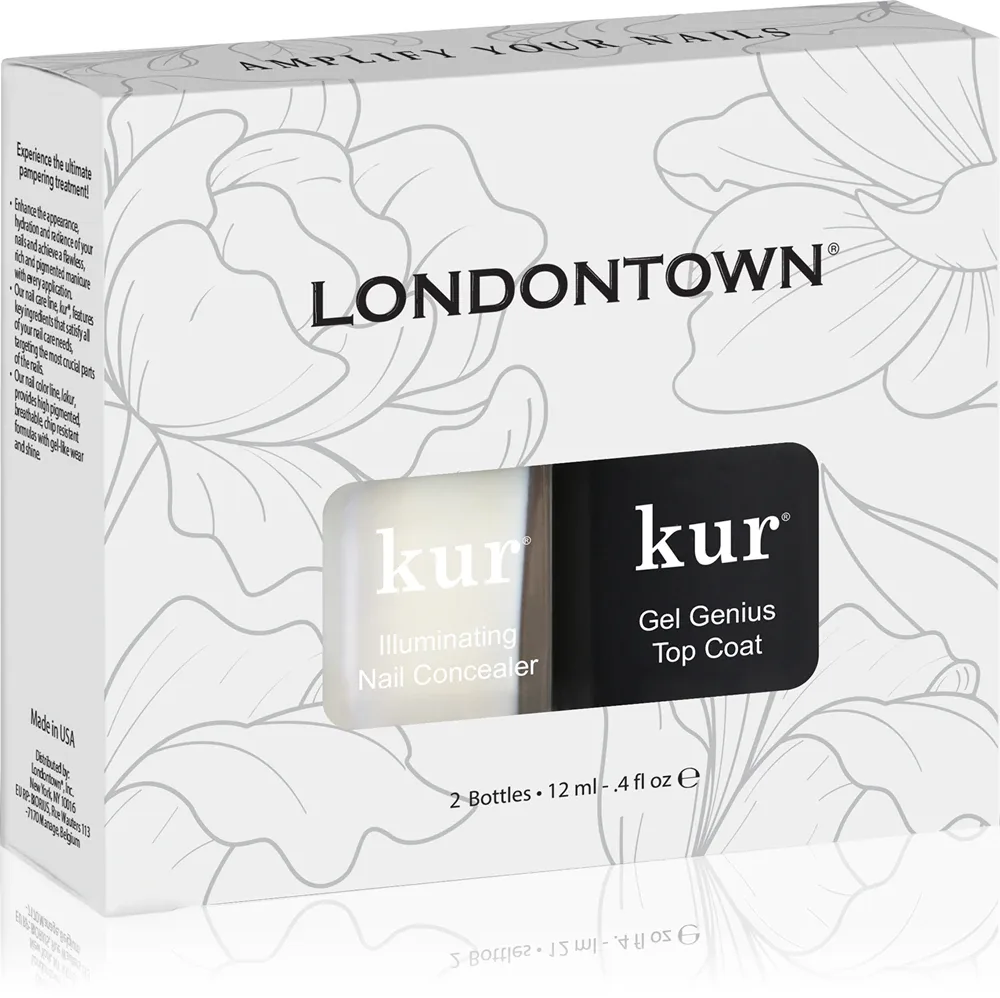 Набор лаков для ногтей LONDONTOWN Conceal + Go Duo с верхним покрытием, подарочный