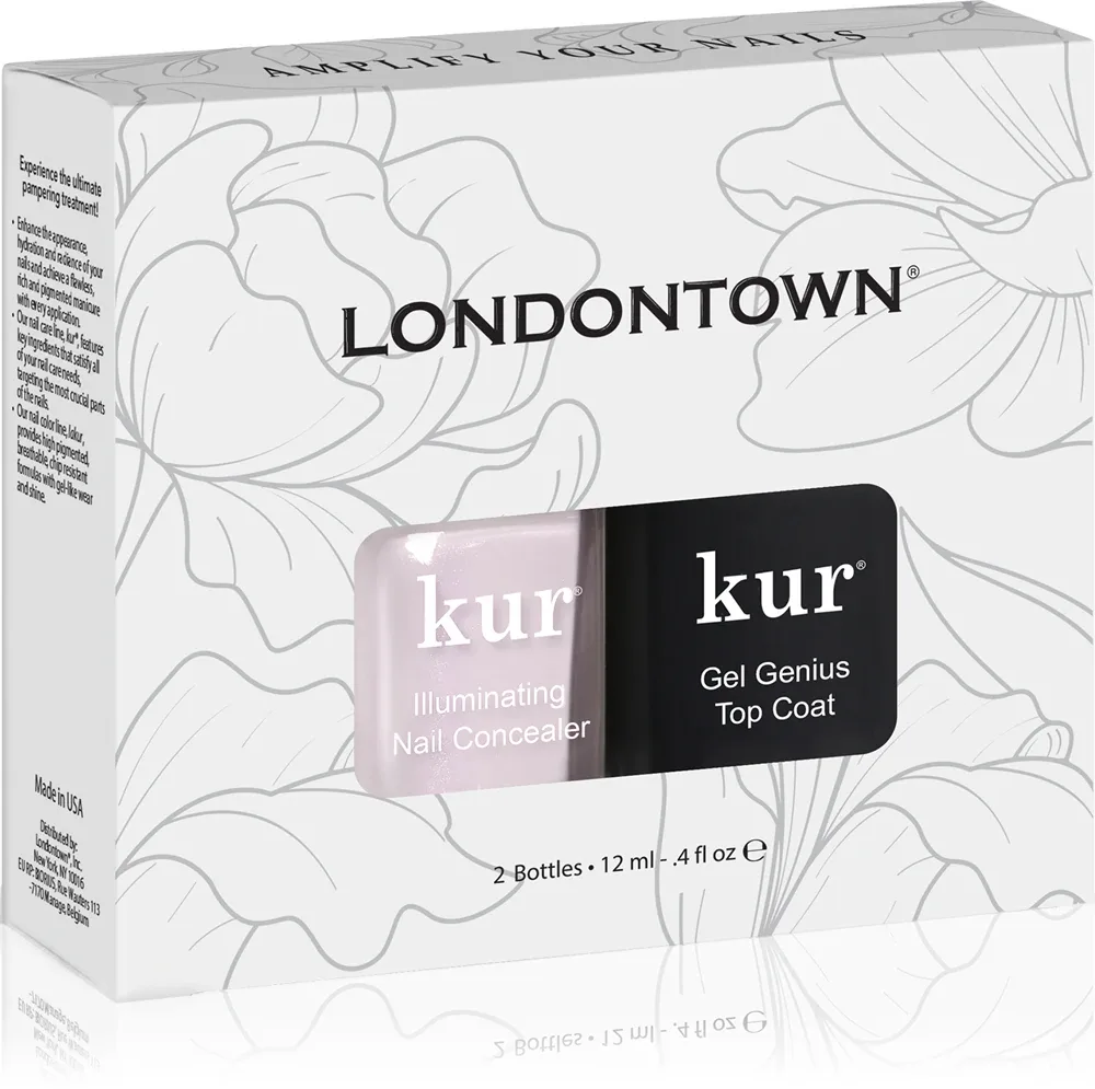 Набор лаков для ногтей LONDONTOWN Conceal + Go Pink с верхним покрытием, подарочный