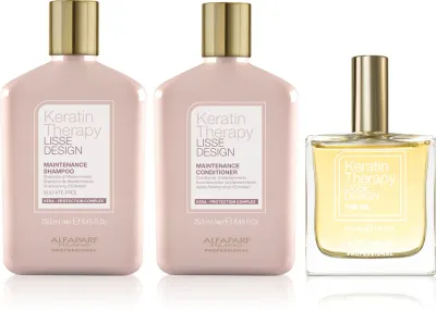 Набор для волос Alfaparf Milano Keratin Therapy Set: шампунь, кондиционер и масло, для блеска и мягкости, 3 шт