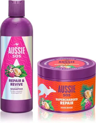 Набор для ухода за волосами Aussie SOS Repair, Revive Repeat шампунь и маска