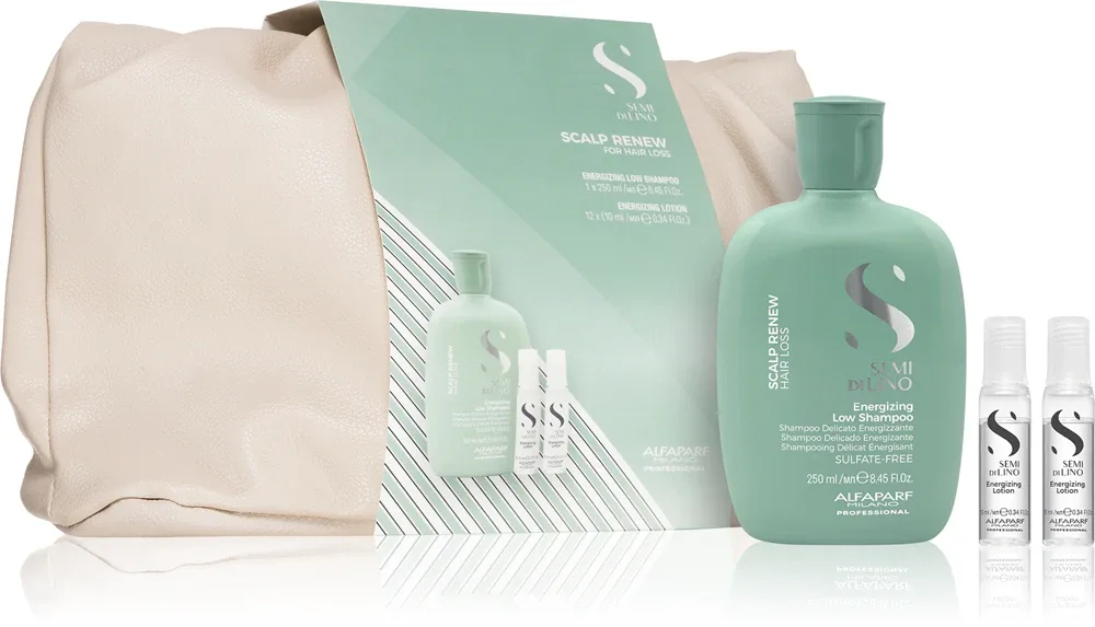 Набор для ухода за волосами Alfaparf Milano Semi Di Lino Scalp Renew Kit шампунь и сыворотка, для тонких и редеющих волос, 3 предмета, 3 шт
