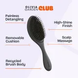Расчёска для волос Olivia Garden Club The Reset Detangling Shine Hairbrush с щетиной кабана и нейлона, 1 шт Black — фото 5