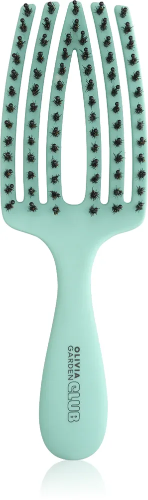 Расчёска для волос Olivia Garden Club The Nomad Detangling Shine Fingerbrush компактная, с щетиной кабана и нейлона, 1 шт Mint