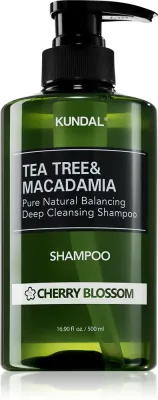 Шампунь для волос KUNDAL Tea Tree Macadamia Cherry Blossom с чайным деревом и макадамией, успокаивающий, 500 мл