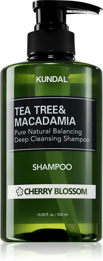 Шампунь для волос KUNDAL Tea Tree Macadamia Cherry Blossom с чайным деревом и макадамией, успокаивающий, 500 мл