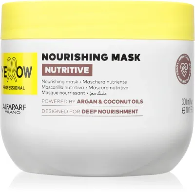 Маска для волос Yellow Professional Nutritive Nourishing Mask питательная, с маслами кокоса и арганы и алоэ, для тонких и сухих волос, 300 мл