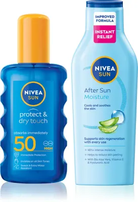 Набор NIVEA SUN солнцезащитный спрей SPF 50 и молочко после загара, 200 мл + 400 мл