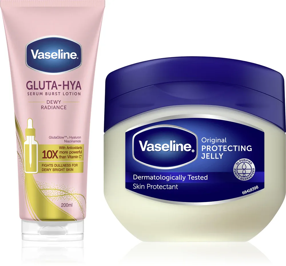 Набор для ухода за телом Vaseline Glow Protect с сывороткой для тела и косметическим вазелином, 2 шт