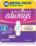 Прокладки гигиенические Always Platinum Super Extra Size 3 с крылышками, для дня и ночи, 36 шт — фото 1