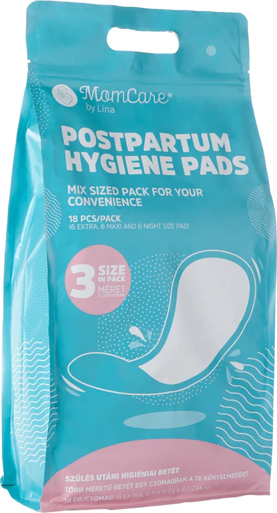 Послеродовые прокладки MomCare by Lina Postpartum Pads анатомической формы, сверхвпитывающие, 18 шт