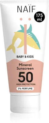 Минеральный солнцезащитный крем Naif Baby Kids Mineral Sunscreen SPF 50 для детей, 175 мл
